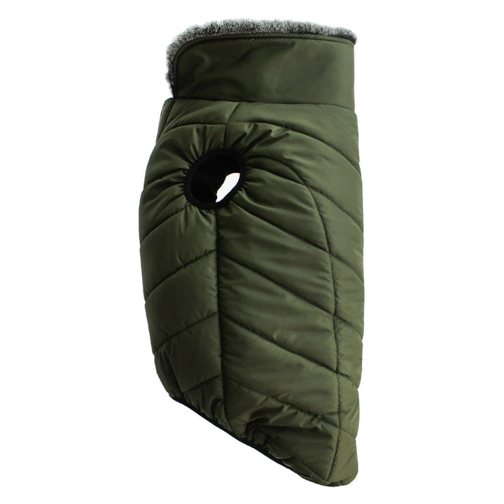 Dark Green Fleece Lining Puffer Jacket