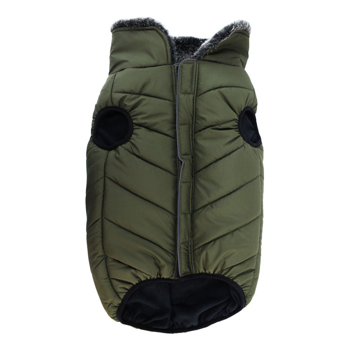 Dark Green Fleece Lining Puffer Jacket