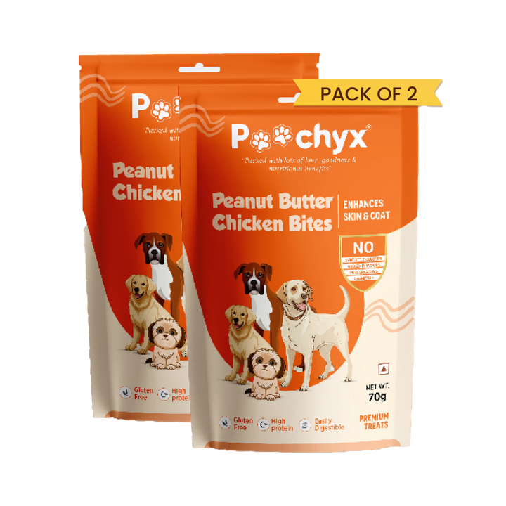 POOCHYX Peanut Butter Chicken Bites - Enhances Skin & Coat