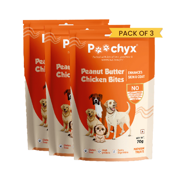 POOCHYX Peanut Butter Chicken Bites - Enhances Skin & Coat