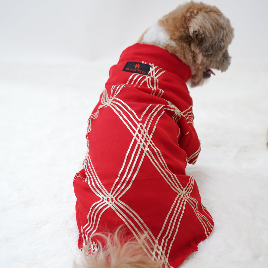 Pawgy Pets Festive Shirt Red Gota for Dogs