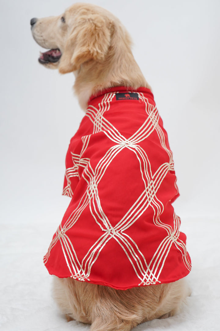 Pawgy Pets Festive Shirt Red Gota for Dogs