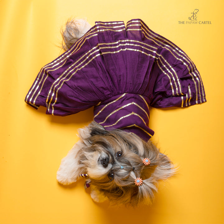 Double layered Purple gotapatti ethnic frock for dogs