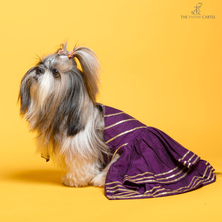 Double layered Purple gotapatti ethnic frock for dogs