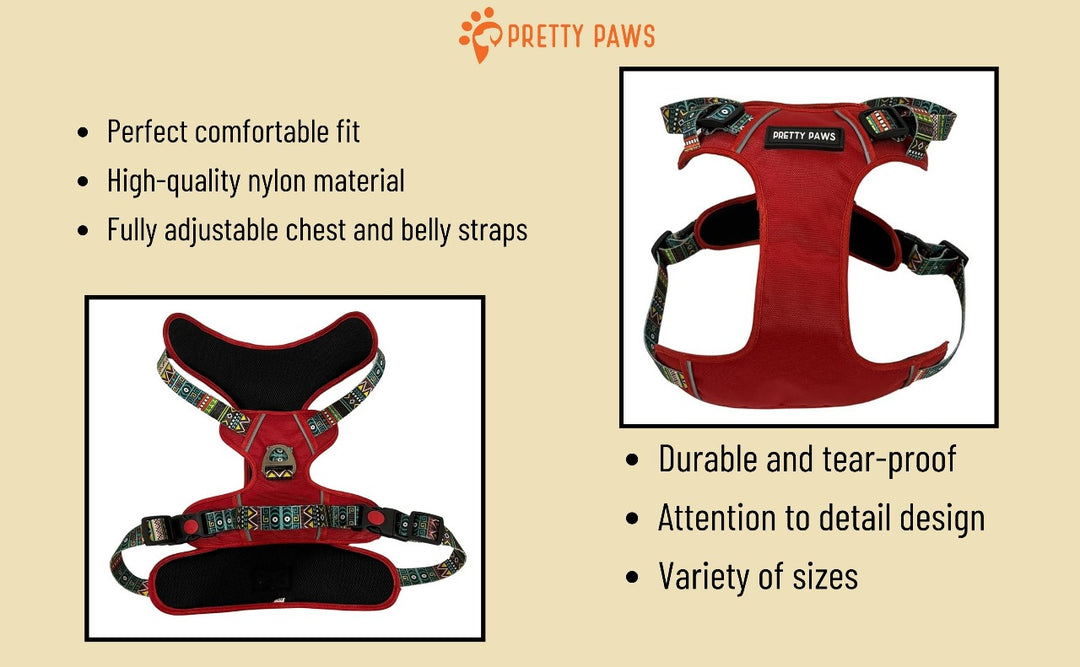 Red Printed Full Body Dog Harness