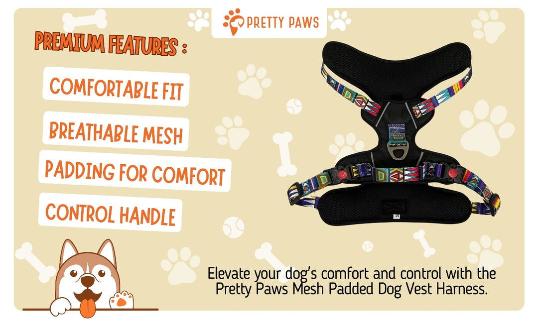 Black Printed Full Body Dog Harness