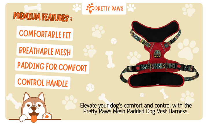 Red Printed Full Body Dog Harness